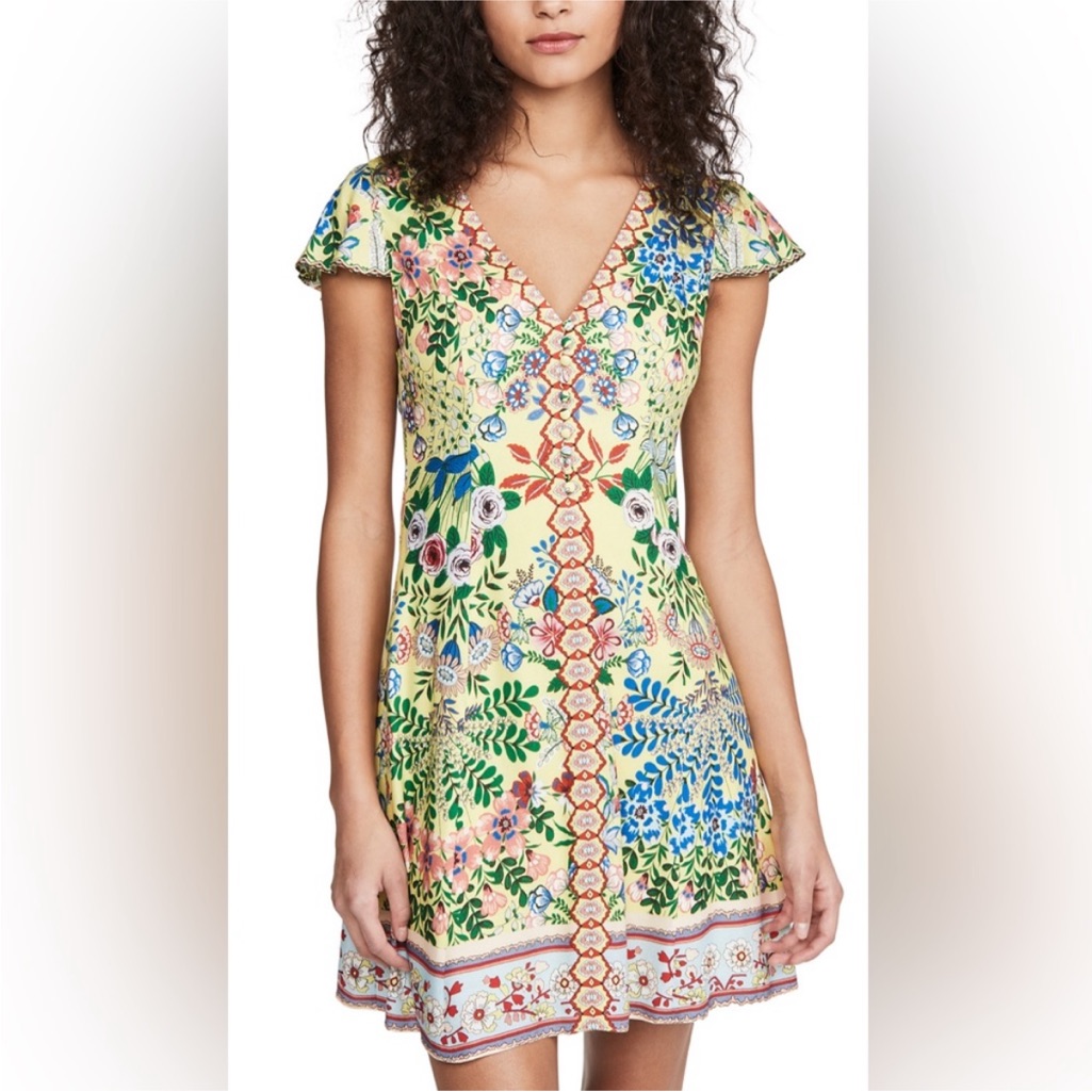 Nwt Alice + Olivia Hadley Button Front Flare Dress In Wildflower